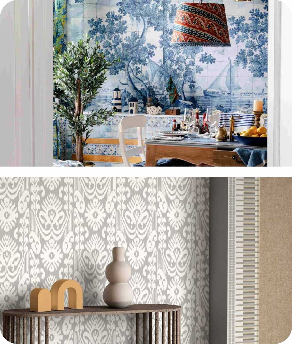 Batik Ikat & Azure Mural Wallpaper